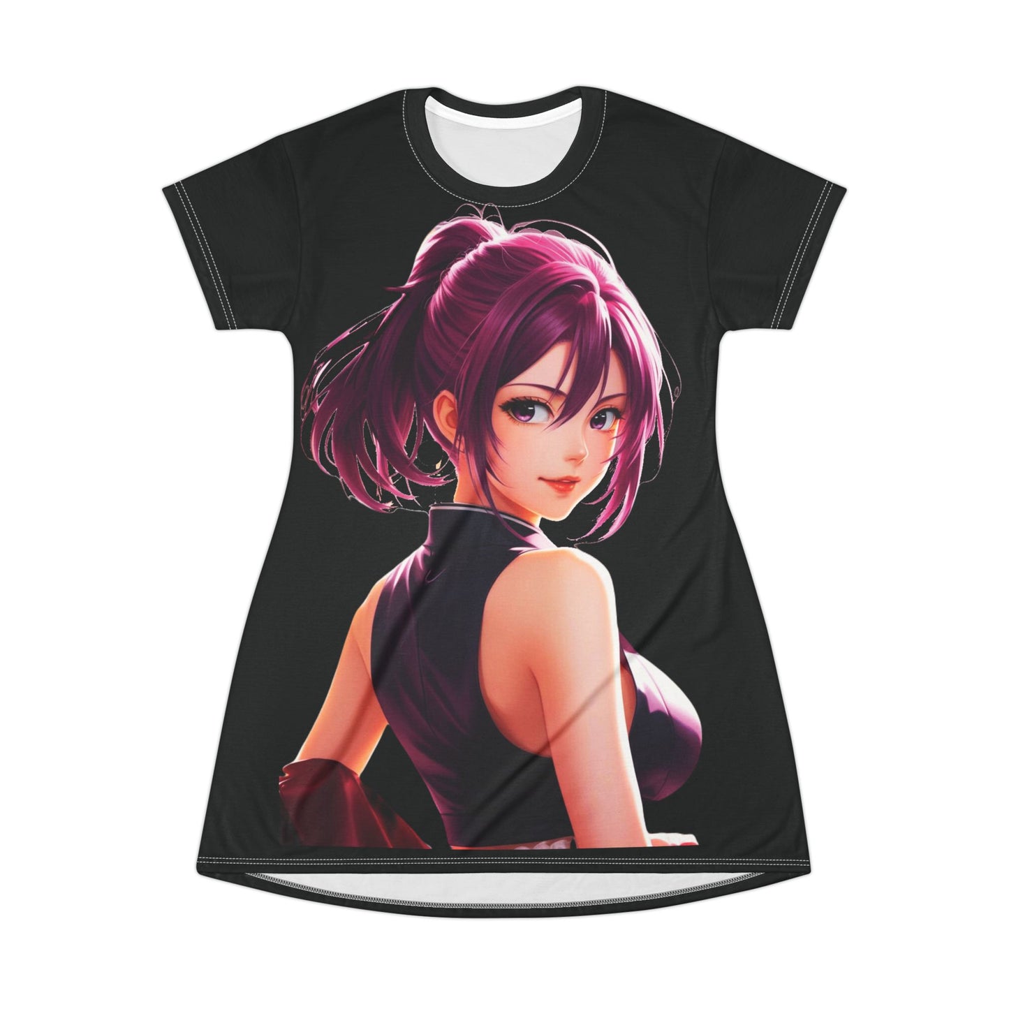 Stylish Anime T-Shirt Dress for Casual Outings, Summer dress, Gift for Anime Lovers, Everyday Wear