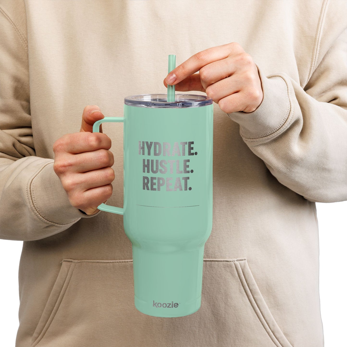 Engraved Insulated Tumbler – Hydrate, Hustle, Repeat | Personalized 40oz Travel Mug for Fitness Lovers, Office, Gifts, Outdoors