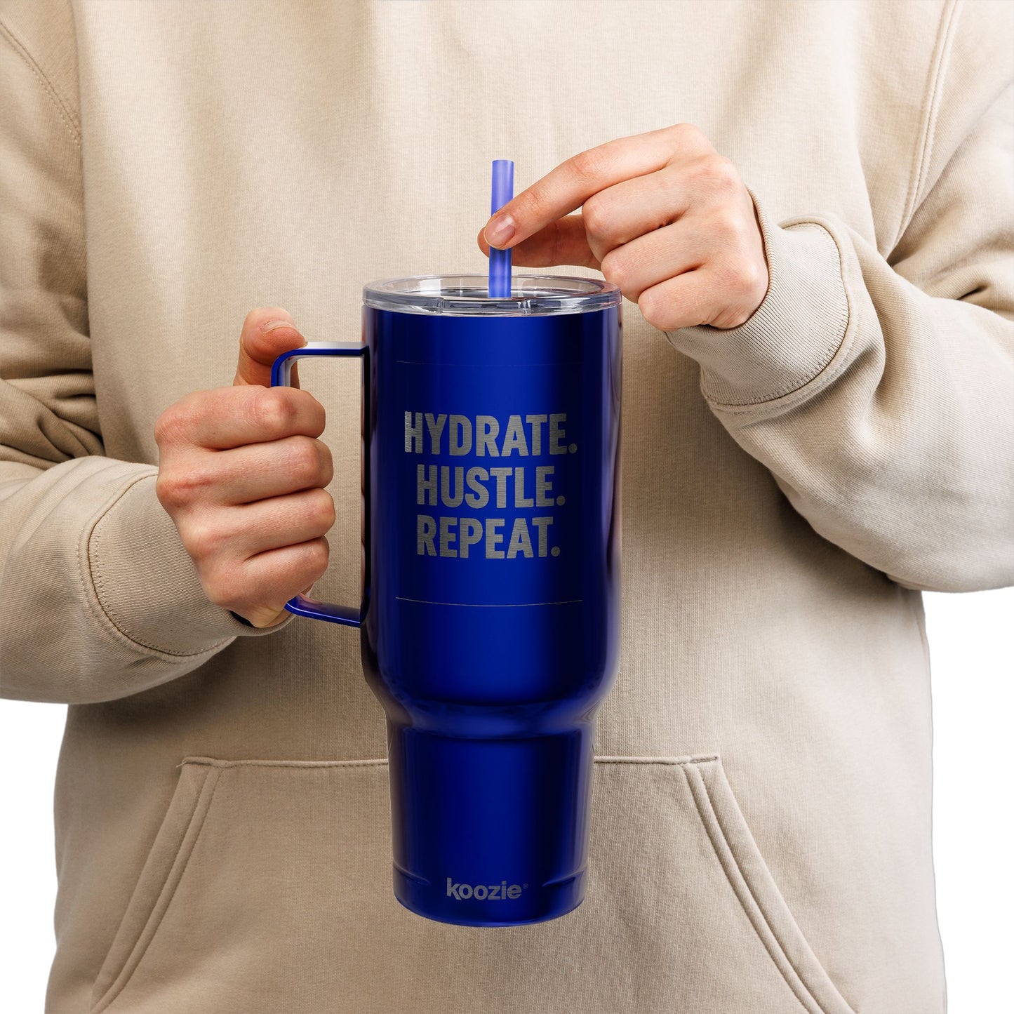 Engraved Insulated Tumbler – Hydrate, Hustle, Repeat | Personalized 40oz Travel Mug for Fitness Lovers, Office, Gifts, Outdoors