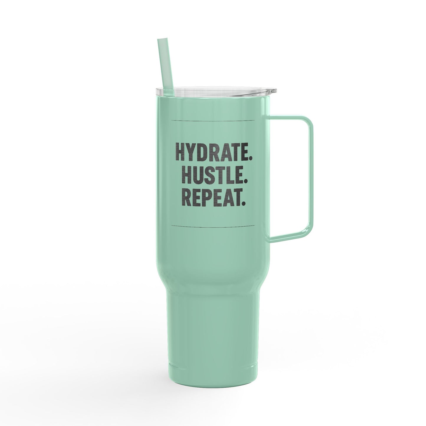 Engraved Insulated Tumbler – Hydrate, Hustle, Repeat | Personalized 40oz Travel Mug for Fitness Lovers, Office, Gifts, Outdoors