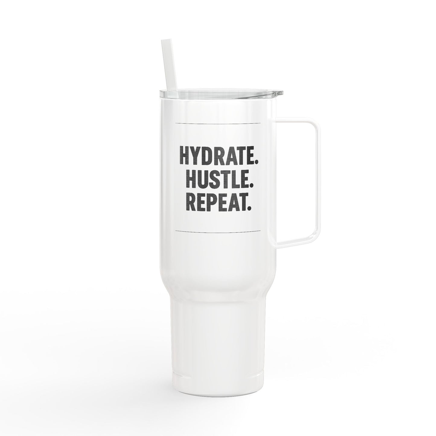 Engraved Insulated Tumbler – Hydrate, Hustle, Repeat | Personalized 40oz Travel Mug for Fitness Lovers, Office, Gifts, Outdoors
