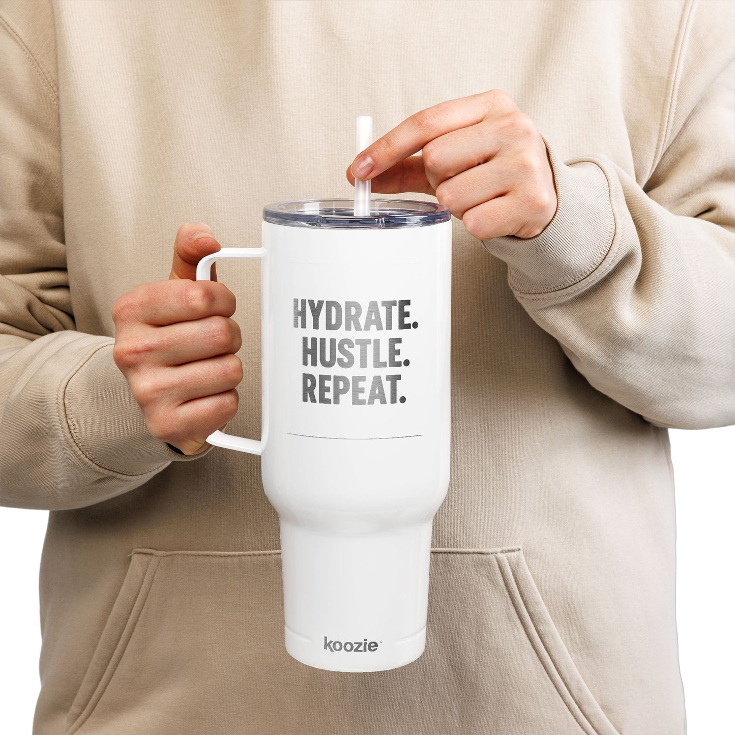 Engraved Insulated Tumbler – Hydrate, Hustle, Repeat | Personalized 40oz Travel Mug for Fitness Lovers, Office, Gifts, Outdoors