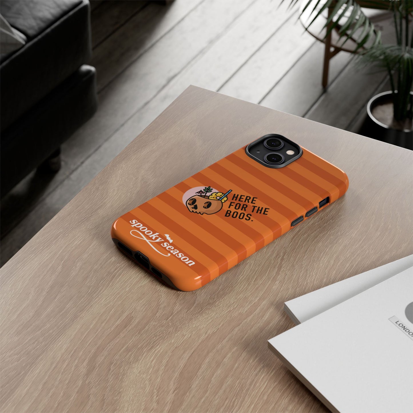 Spooky Season Phone Case, Here for the Boos, Trick or Treat Gifts, Fun Pumpkin Design