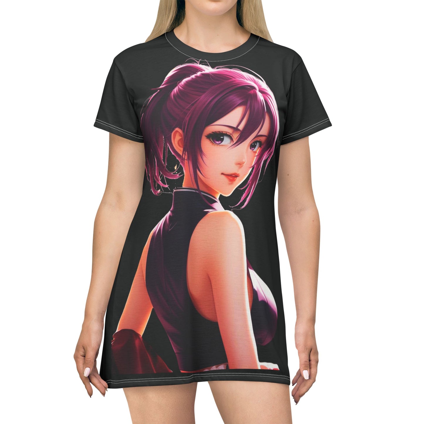 Stylish Anime T-Shirt Dress for Casual Outings, Summer dress, Gift for Anime Lovers, Everyday Wear